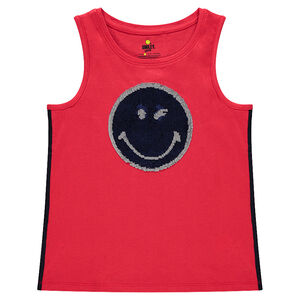 Junior - Débardeur uni avec Smiley en sequins magiques 