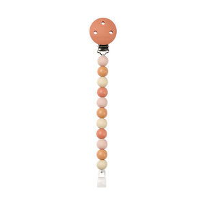 Attache-sucette en silicone beige/terracotta 