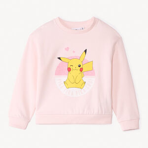 Sweat molleton uni rose à print Pikachu Pokémon fille 