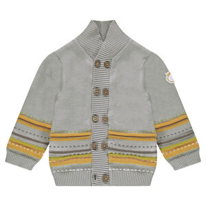 Gilet en tricot avec motifs jacquard et badge lion 