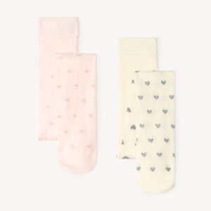 Lot de 2 collants épais motifs en lurex fille 