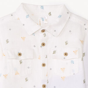 Chemise à manches longues en toile imprimée cactus pour bébé garçon 