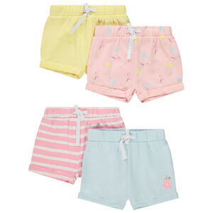 Lot de 4 shorts fantaisie en jersey slub pour bébé fille 