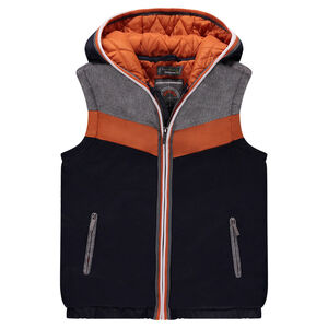 Junior - Doudoune sans manches tricolore avec poches zippées 