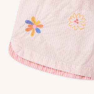 Short en seersucker rayé avec broderie fille 