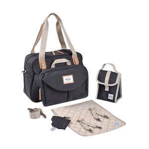 Sac à langer + accessoires Genève II gris chiné foncé 