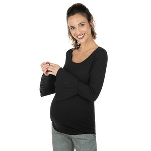 Tee-shirt de grossesse en maille côtelée à manches évasées 
