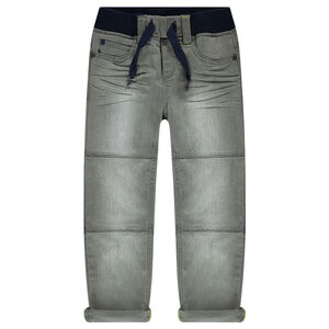 Jean en molleton effet used à taille élastiquée 