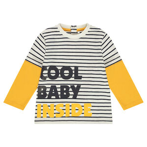 Tee-shirt manches longues effet 2 en 1 avec motif fantaisie printé 