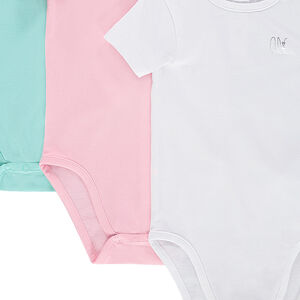 Lot de 3 bodies manches courtes unis en jersey avec logo printé 