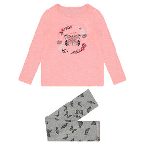 Junior - Pyjama en jersey bicolore avec papillons printés 