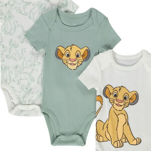 Lot de 3 bodies manches Le Roi Lion Disney courtes pour bébé garçon 