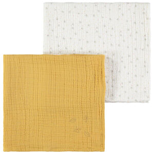 Set de 2 langes en tétra 70 x 70 unie/imprimée 