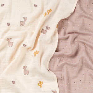 Lot de 2 langes mousseline 65x65cm Lalee Rose 