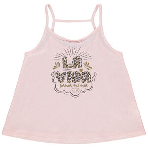 Débardeur à fines bretelles et message printé effet léopard 