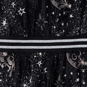 Robe volantée avec motif galaxie et élastique rayé brillant 