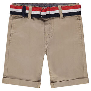 Bermuda en coton surteint avec ceinture tricolore 