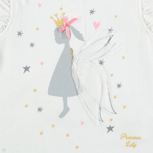 Tee-shirt manches courtes volantées avec princesse printée 