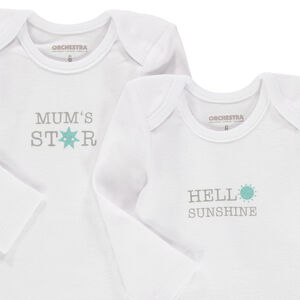 Lot de 5 bodies manches longues en coton à message printé 