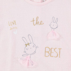 Sweat en molleton avec inscriptions brodées et bas du sweat en tulle 