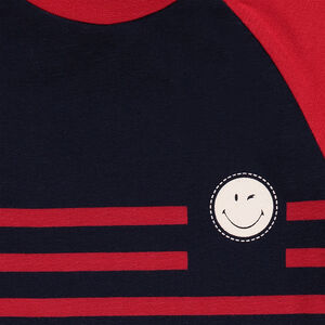 Tee-shirt manches longues rayé avec print Smiley 