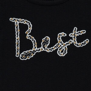 Robe sans manches en tricot avec inscription brodée à sequins 