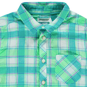 Chemise manches courtes à carreaux et poche 