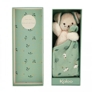 Doudou chien avec carré Vert 