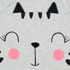Sweat en molleton avec chat printé et détails pailletés 