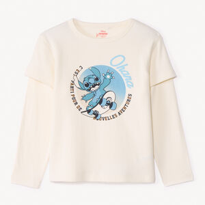 T-shirt manches longues nid d'abeille print Stitch Disney garçon 