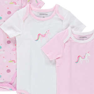Lot de 7 bodies manches courtes à imprimés fantaisie thème licornes 