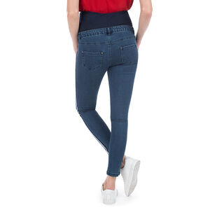Jeans de grossesse 7/8ème effet used avec bandes appliquées  