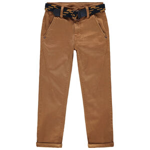 Pantalon slim uni à ceinture tressée amovible 