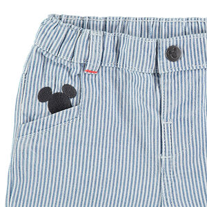 Bermuda en coton avec rayures verticales et broderies Mickey Disney 