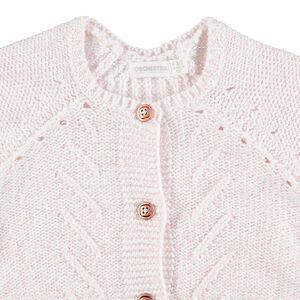 Gilet en tricot avec jeux de mailles et pans arrondis 