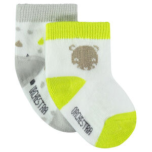 Lot de 2 paires de chaussettes avec motifs fantaisie et touches de fluo 
