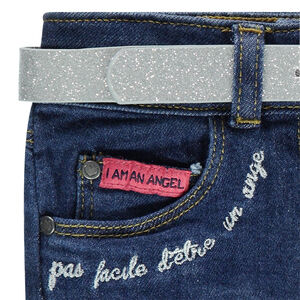 Jupe en jeans avec ceinture pailletée amovible et broderies 