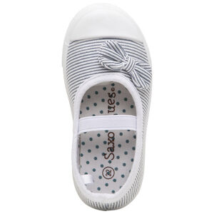 Babies en toile rayée mélangée de fils brillants et noeud 