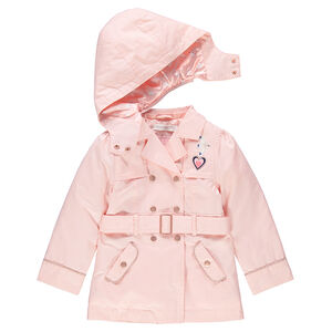 Trench uni rose pâle avec doublure satinée 