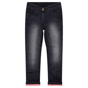 Jeans effet used doublé polaire 