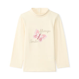 Sous-pull col cheminée avec print papillon et cording pour bébé fille 