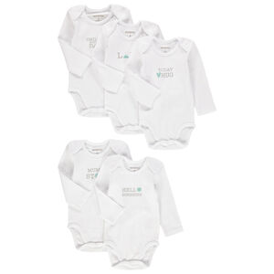 Lot de 5 bodies manches longues en coton à message printé 