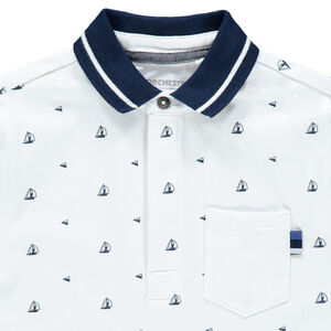Polo en coton piqué imprimé bateaux à poche 