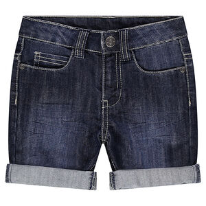 Junior - Bermuda en jeans effet used et crinkle 