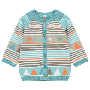 Gilet en tricot avec motifs jacquard et doublure jersey 