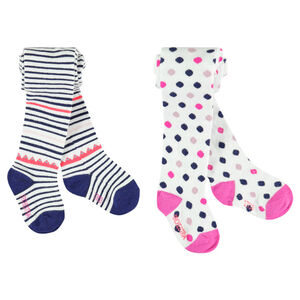 Lot de 2 collants épais imprimés en coton 