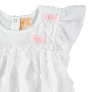 Ensemble de cérémonie avec tunique en tulle à plumetis et legging blanc 