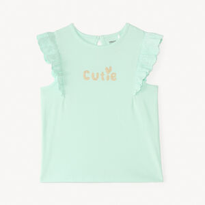 T-shirt manches courtes volanté print pailleté fantaisie pour bébé fille 