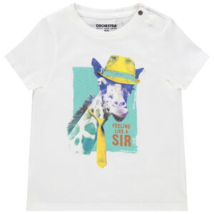 T-shirt manches courtes en coton print animal pour bébé garçon 