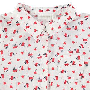 Chemise manches longues à coeurs imprimés all-over 